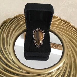 HOST PICK- TIGERS EYE STERLING STONE RING/SIZE 8